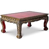 Asiatischer Opium-Couchtisch, handgefertigt, mit schönen goldenen Ornamenten, 76 x 50 cm,...