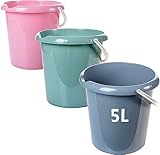 Eimer Putzeimer 5 Liter, 3 Stück Plastikeimer, Wassereimer in 3 Farben, Haushaltseimer...