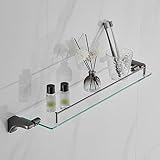 Schwebendes Glasregal aus Edelstahl, rechteckig, Wandregal für Badezimmer, Dusche, WC,...