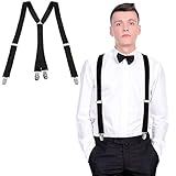 SATINIOR Herren X Form Hosenträger Elastische Strapazierfähige Hosenträger mit Metall...