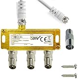 TronicXL 3-Fach Sat Splitter IEC Verteiler Antennenverteiler 3fach TV Kabel Adapter...