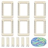 WEBEEDY 13 Stück Mini Holzwebrahmen Set Kleines Holzwebwerkzeug Set Mit 6 Webrahmen 6...