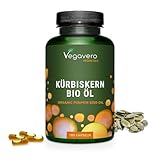 Bio Kürbiskernöl Kapseln | Premium: Kürbiskernöl kaltgepresst | Keine Gelatine | 45%...