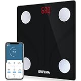 GRIFEMA Digitale Personenwaage, Waage mit Körperfett und Muskelmasse, Bluetooth...