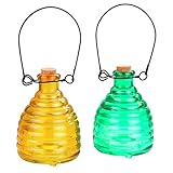 WENKO Maximex Wespenfalle Glas Grün & Gelb 2-teiliges Set, ohne Chemie-Einsatz, mit...
