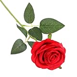 DHSBGWSX 1 Rote Rose, Künstliche Rosenblüte, Künstliche Rose Mit Stiel,...