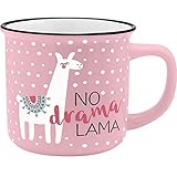 GRUSS & CO Becher Motiv 'Lama' | New Bone China Porzellan, Emaille-Optik, 35 cl...