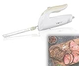 bmf-versand® Elektromesser für Fleisch Brot mit Edelstahl Doppelklingen inkl Pflegetuch...