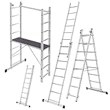 KADAX Gerüst aus Aluminium, 114 x 214 cm, Baugerüst mit 16 Stufen,...