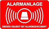 10 Stück Aufkleber Alarmanlage 5 cm x 3 cm alarmgesichert wetterfest & UV Schutz Set -...