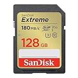 SanDisk Extreme SDXC UHS-I Speicherkarte 128 GB (V30, 180 MB/s Übertragung, U3, 4K UHD...