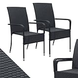 Juskys Polyrattan Gartenstühle Yoro 2er Set mit Armlehnen & Rückenlehne - 2...