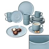 Ritzenhoff & Breker Jasper 18tlg Kaffeeservice Graublau I Steingut-Set für 6...