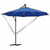 Eleganz Auskragender Bananenschirm Azurblau 294x294x248 cm - Pulverbeschichteter Stahl...