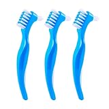 Set 3 Prothesenbürste | Zahnersatzbürste mit Doppelkopf, Präzisionsspitze |...