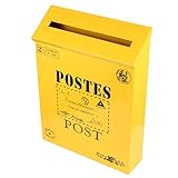 SEWOART Vintage Briefkasten aus Metall Gelb 29X22X6cm Wetterfest für Außenbereich...