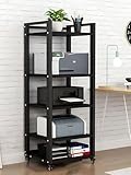 Modernes Audio-Regal mit 5 Ebenen, robuste HiFi-Schränke, für Zuhause, schwarz/weiß,...