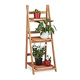 Relaxdays Blumentreppe aus Holz, Blumenständer für innen, 3-stufig,...