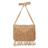 Jeesblsy Damen Handtasche Sommer Strandtasche Umhängetasche, Böhmische Stroh...
