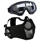 AOUTACC Airsoft-Maske mit taktischer Schutzbrille,Airsoft Maske mit Gehörschutz, Airsoft...