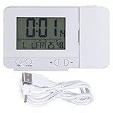 Srliya Projektionswecker mit Hintergrundbeleuchtung, LED-USB-Aufladung, Multifunktionale...