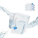 Relaxdays Faltkanister 4er Set, 10 l, Hahn, Schraubdeckel, Griff, Wasserkanister...