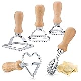 Ravioli Ausstecher Former 5er Set,4 Ravioli-Former mit Holzgriff und Pizza-Teiler,...