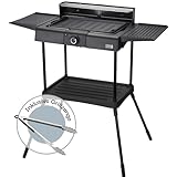 LEBENLANG 2in1 Elektrogrill Tischgrill elektrisch - Inkl. Standfuß & Grillzange I Elektro...