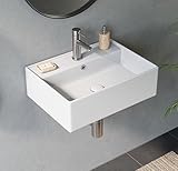 HOROW Keramik Waschbecken weiß Waschtisch, eckiger Wand waschbecken Gäste...