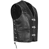 PAULGOS Lederweste Weste Kutte Leder Biker Rocker Motorrad Clubweste Bikerweste...