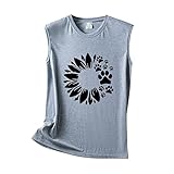 EHSIJAI Muscle Damen Frauen Sonnenblume Hund Print Tank Tops Sommer Casual Ärmellose...