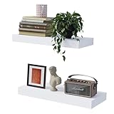 BONTEC 2er Set Schwimmende Wandregale, 40cm Bücherregal Schweberegal Holz Board...
