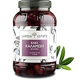 Lamda Estate - frische Oliven Kalamata 1 KG natur mit Stein, eingelegt in Salzlake |...