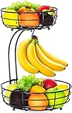 Bomclap Obstkorb mit Bananenhalter - 2 Stöckig Obstschale aus Metall - Küche Stehend...