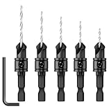 Feanron Kegelsenker-Bohrer-Set, 5-teilig, Senkbohrer-Bit-Set für #5, #6, #8, #10, #12...