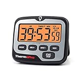 ThermoPro TM01 Küchentimer, digital, mit großem LCD-Display, Lautstärke, Alarm, Timer,...