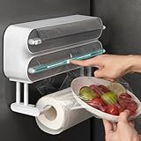 3 in 1 Frischhaltefolienspender, Folienspender mit Küchenrollenhalter, 3-Fach...