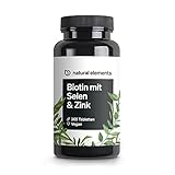 Biotin + Selen + Zink für Haut, Haare & Nägel - 365 vegane Tabletten - Ohne...