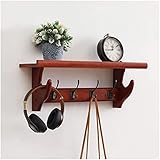 Rustikale Holzgarderobe mit Vintage-Metallhaken, Wandmontage, Eingangsbereich, Hängeregal...