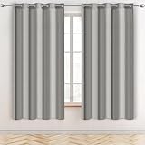 Alaoo Thermovorhang, Verdunklungsvorhänge 2er Set H 137 x B 117 cm, Grau Thermogardinen,...