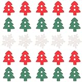 VILLCASE Weihnachts-Holzknöpfe 100 Stück Schneeflocken-Weihnachtsbaum-Nähknöpfe...