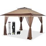 Pavillon 4x4 Wasserdicht Stabil Winterfest, Höhenverstellbar Gartenpavillon mit 4...