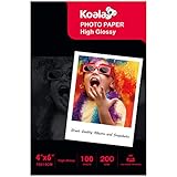 Koala Inkjet Hochglänzend Fotopapier 10x15 cm, 200g/m², 100Blatt, für Canon Epson HP...