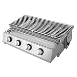 4 Brenner Edelstahl Kleiner Gasgrill, LPG Gasgrill Gasbräter Tischgrill mit...