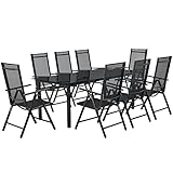 Juskys Aluminium Gartengarnitur Milano 8+1 — 8 Hochlehner Stühle verstellbar & klappbar...