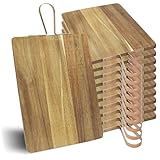 com-four® 10x Schneidebrett aus Akazienholz mit Griff - Holzbrett - Schneidbrett Holz -...