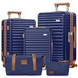 SHOWKOO Kofferset 5 Teilig Leicht Hartschale 100% Polycarbonate Erweiterbar...
