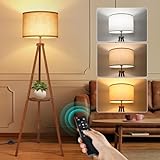 OUTON LED Stehlampe Dimmbar Dreibein Holz mit Fernbedienung, 4 Farbtemperatur...