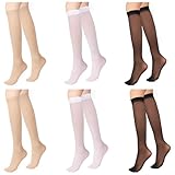Nylon Kniestrümpfe, 6 Paar Durchsichtige Stützstrümpfe Socken Damen...