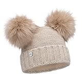 ELIMELI Winter Damen Mütze mit Zwei Bommeln - warme Wintermütze mit kunstfell...